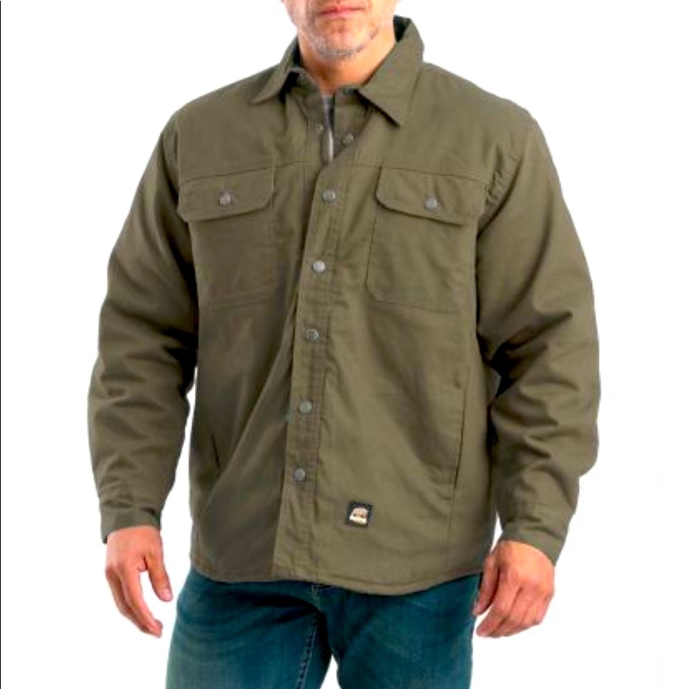 Berne  Men's Caster Flannel-Lined Shirt Jacket, Antique Nickel Snaps
